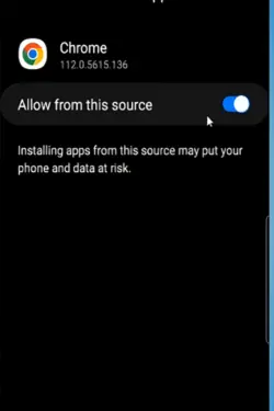 Habilite a instalação de fontes desconhecidas